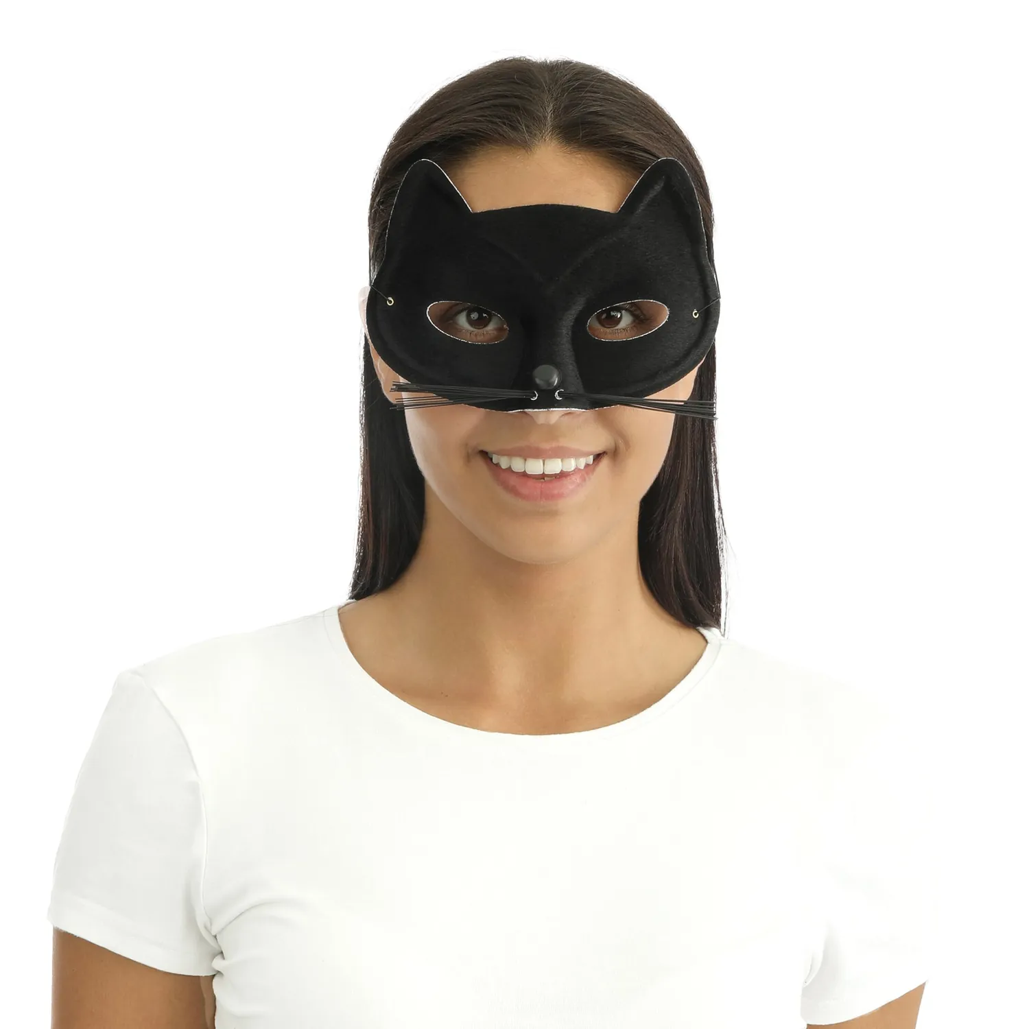 P'tit Clown 17003 Maschera Gatto Nero Adulto Tessuto