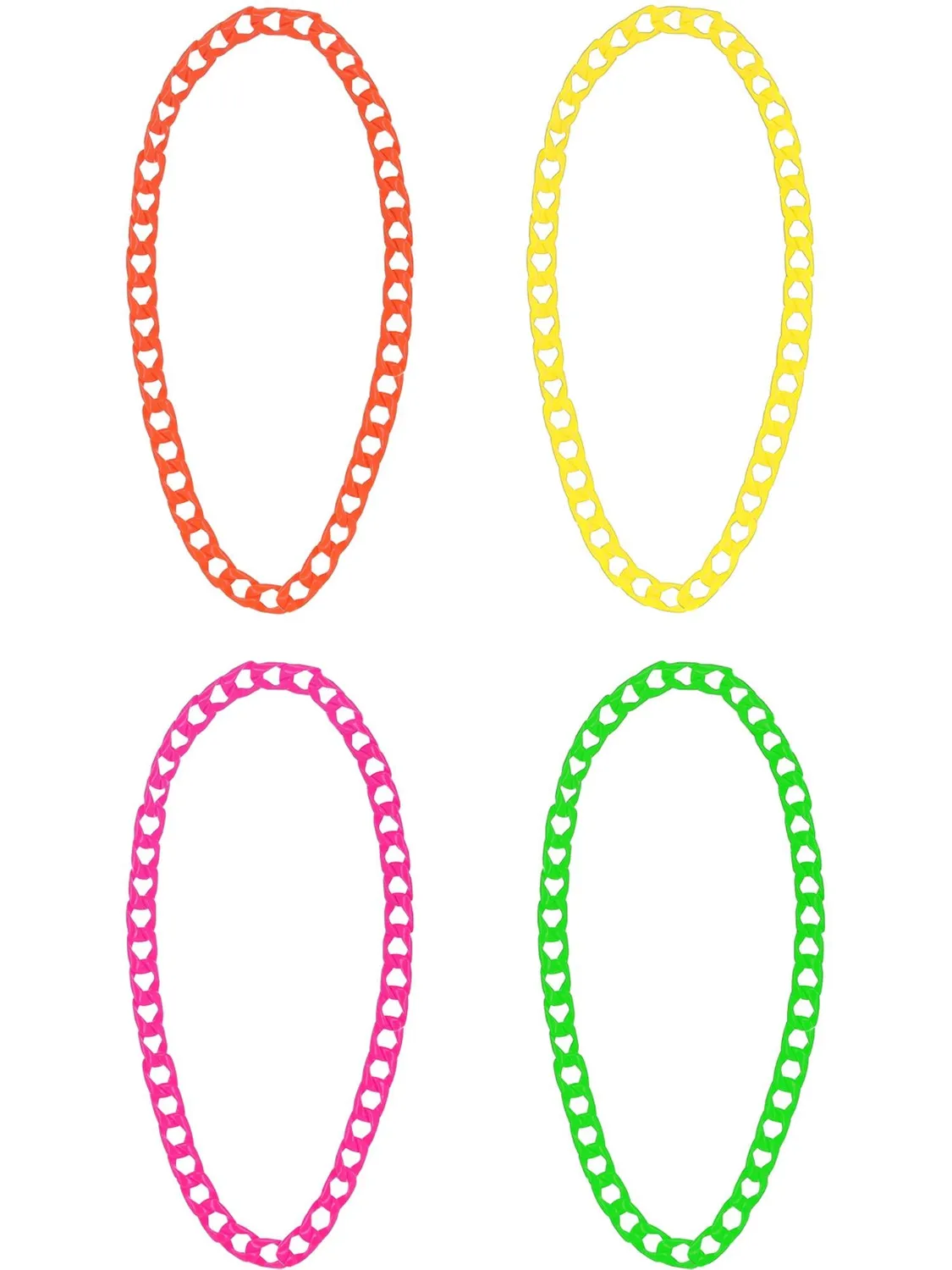 Smiffys 80s Neon Chain collane fluo 4 pezzi colori neon