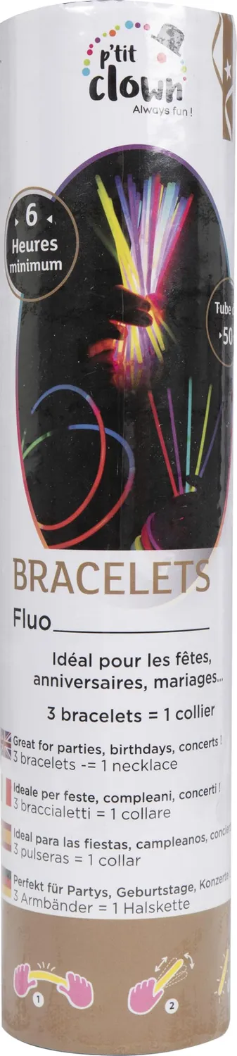 P'tit Clown 14700 Braccialetti Luminosi 20 Cm 50 Pezzi Assortiti