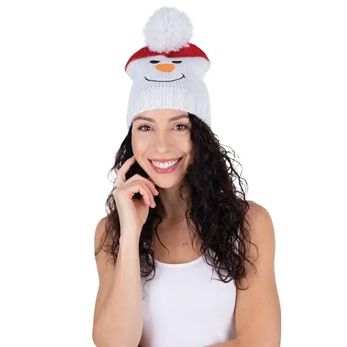 P'tit Clown Re22782 berretto Natale pupazzo neve bianco