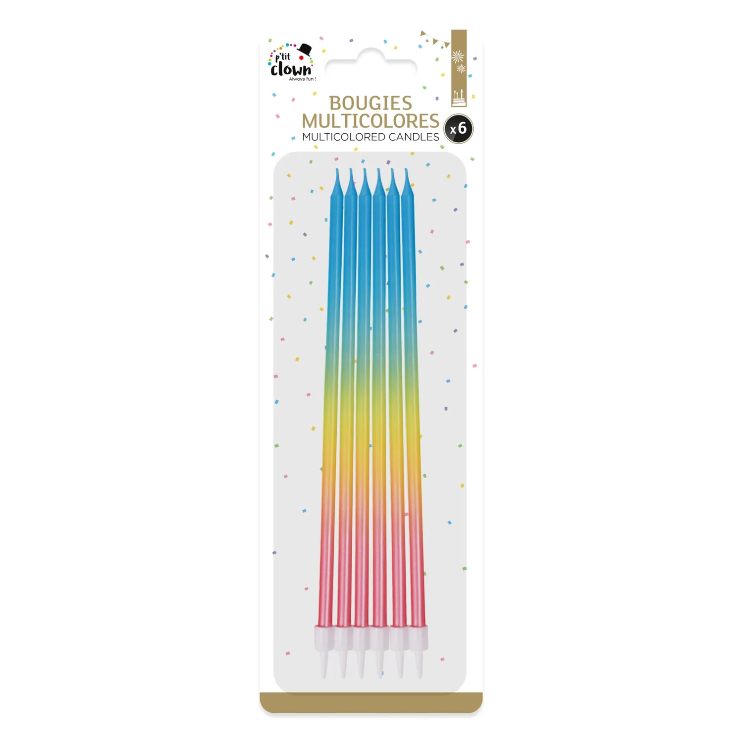 P'tit Clown 23966 candela compleanno multicolore 6 pezzi