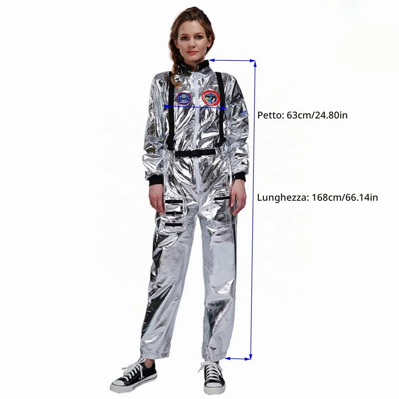 SEA HARE Tuta Astronauta Costume Donna Senza Cappello Metallizzato