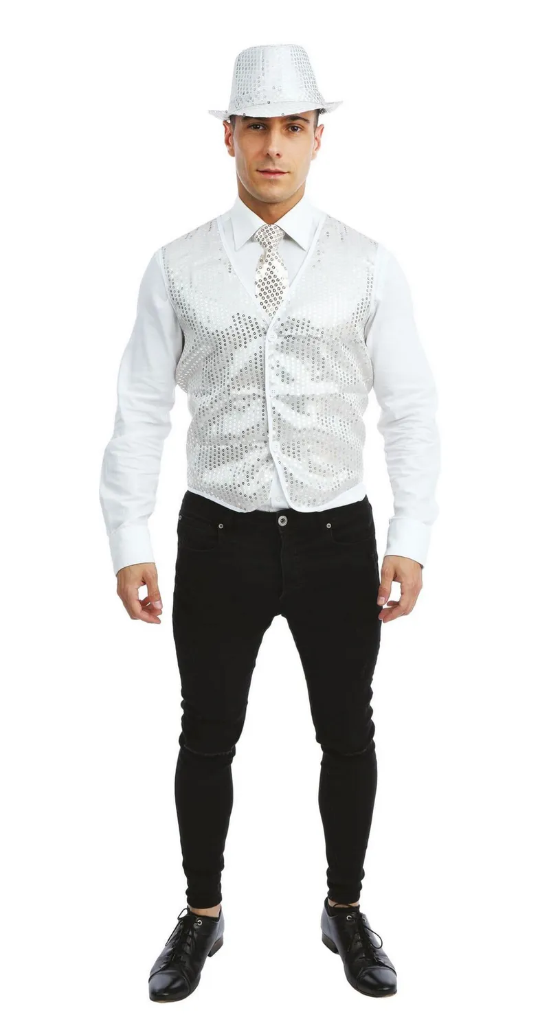 P'tit Clown Gilet Paillettes Smanicato Adulto Nero Taglia Unica