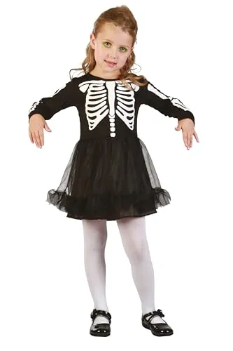 P'tit Clown 82964 costume scheletro bambina 92/104 cm nero