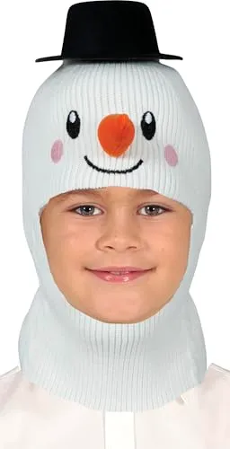 Fiestas Guirca cappuccio pupazzo di neve bianco nero costume
