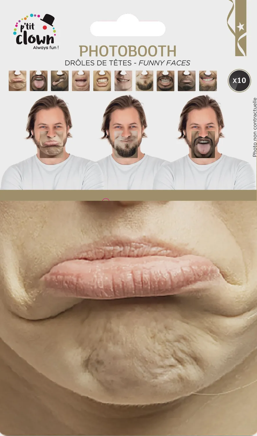 P'tit Clown teste buffe kit photobooth 10 pezzi con naso