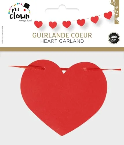 P'tit Clown 23268 Ghirlanda Cuori Rossi 3 m Carta