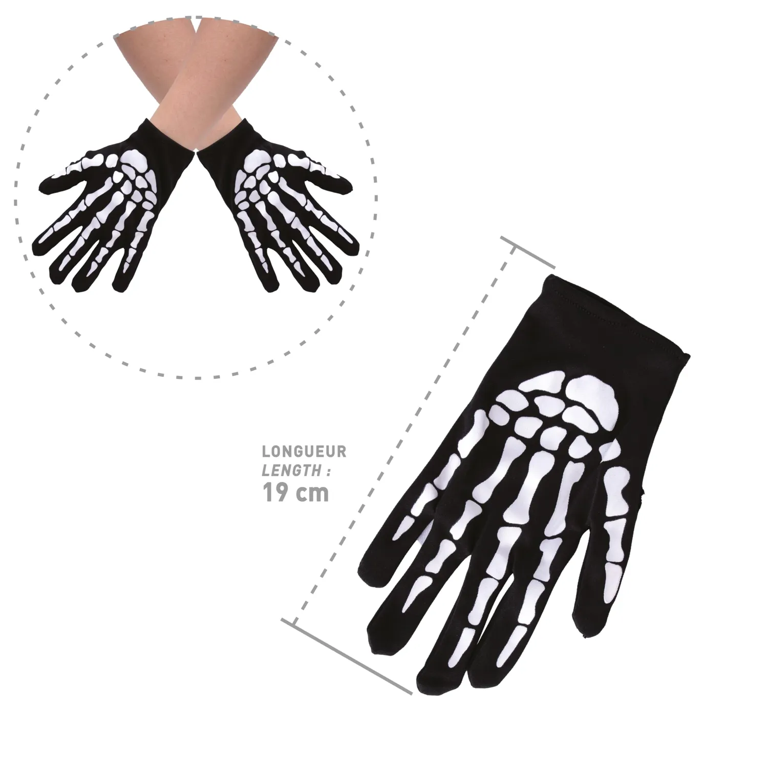 P'tit Clown Guanti Scheletro Bambino Nero-Bianco Halloween