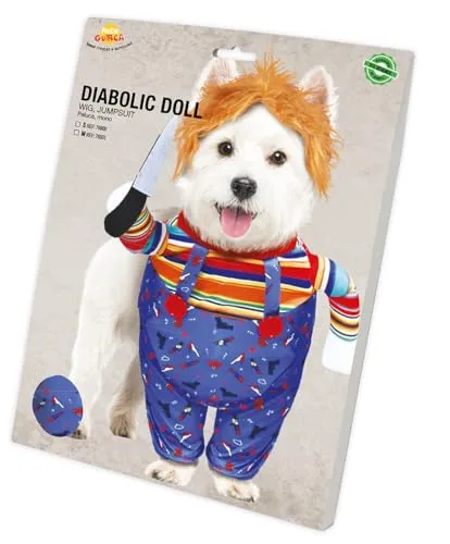 Fiestas Guirca Bambola Diabolica costume cane S blu