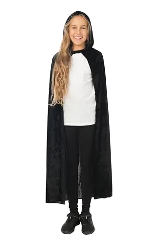 P'tit Clown Mantello Velluto Cappuccio Nero Bambino 100 Cm