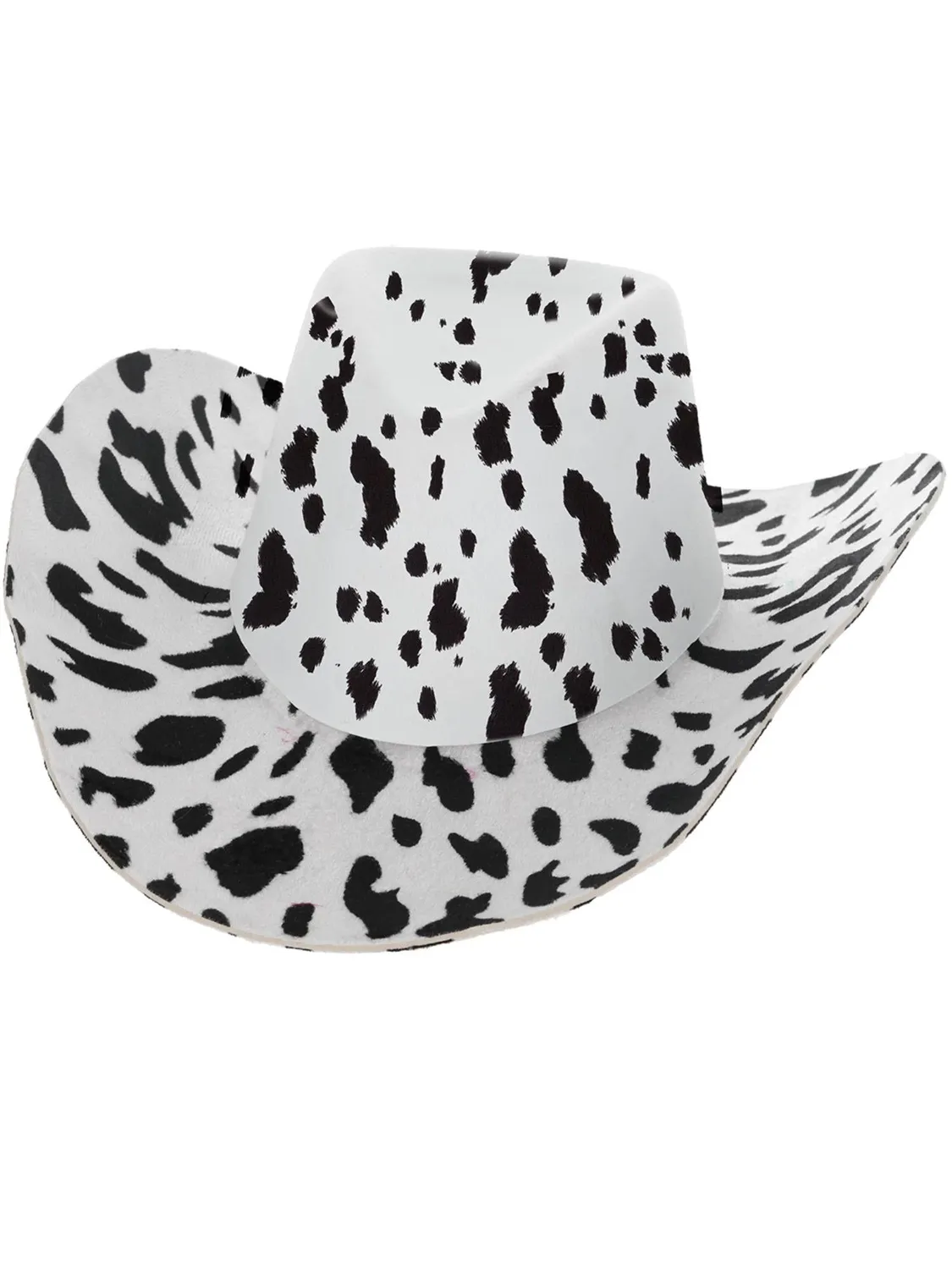 Smiffys Cow Print Cowboy cappello mucca bianco nero adulto