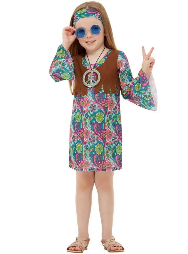 Funidelia Hippie Costume Bambina 10-12 Anni Multicolore