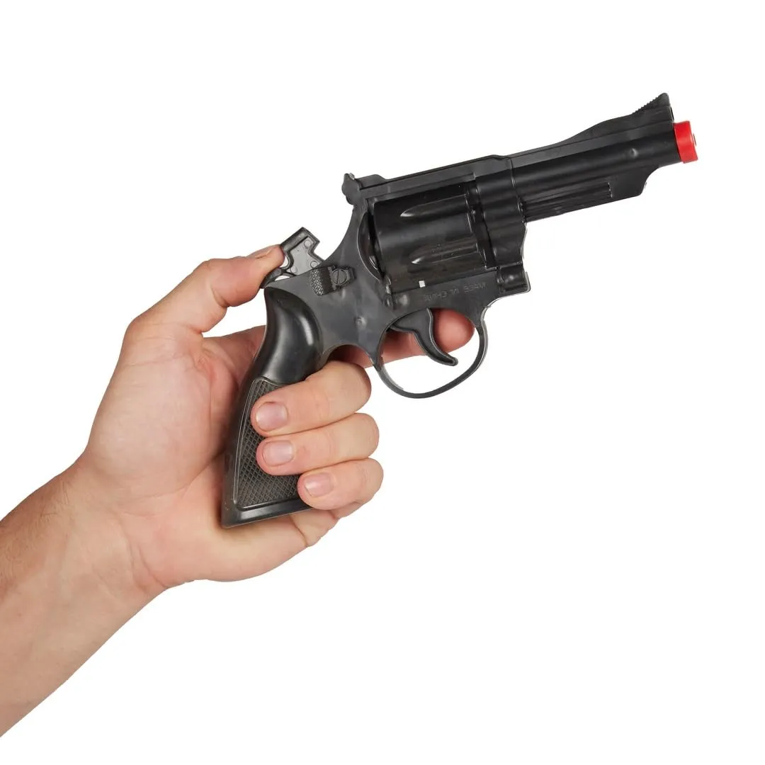 P'tit Clown Revolver finto nero plastica 25 cm adulto