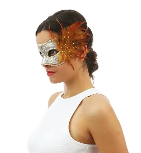 P'tit Clown 23378 maschera veneziana lustrini e piume