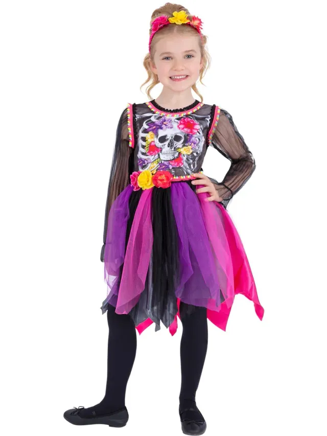 Smiffys Day of the Dead costume scheletro bambina 10-12 anni