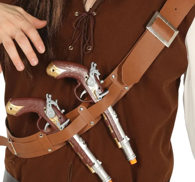 Guirca Cinturone Pirata Caraibi con Pistole Costume
