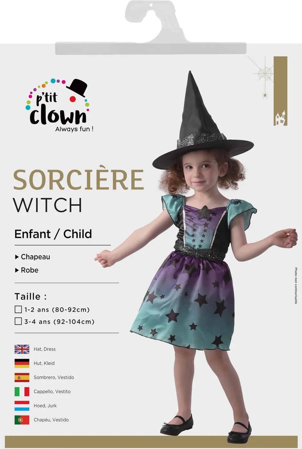 P'tit Clown Costume Strega Bambina 1-2 Anni con Cappello
