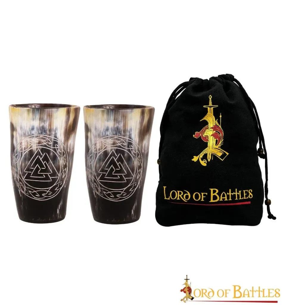 La Bottega di Merlino Valknut set 2 bicchieri corno bue 200ml