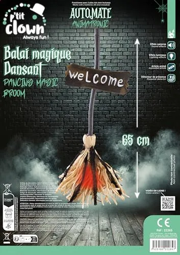 P'tit Clown 22265 scopa magica decorazione animata 65 cm