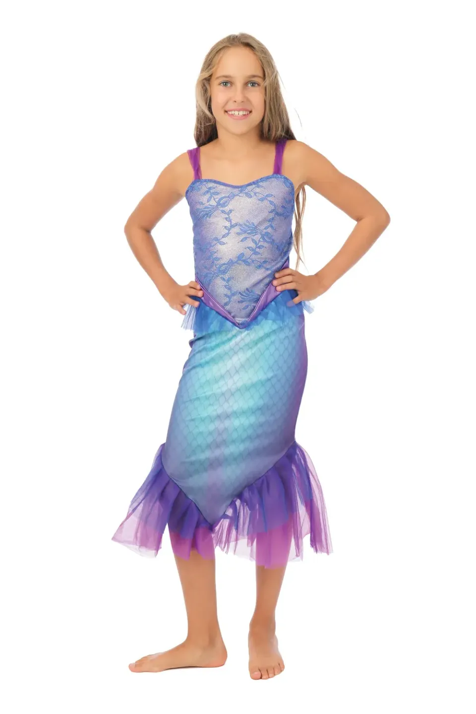 P'tit Clown Sirena costume bambina vestito lungo 10-12 anni