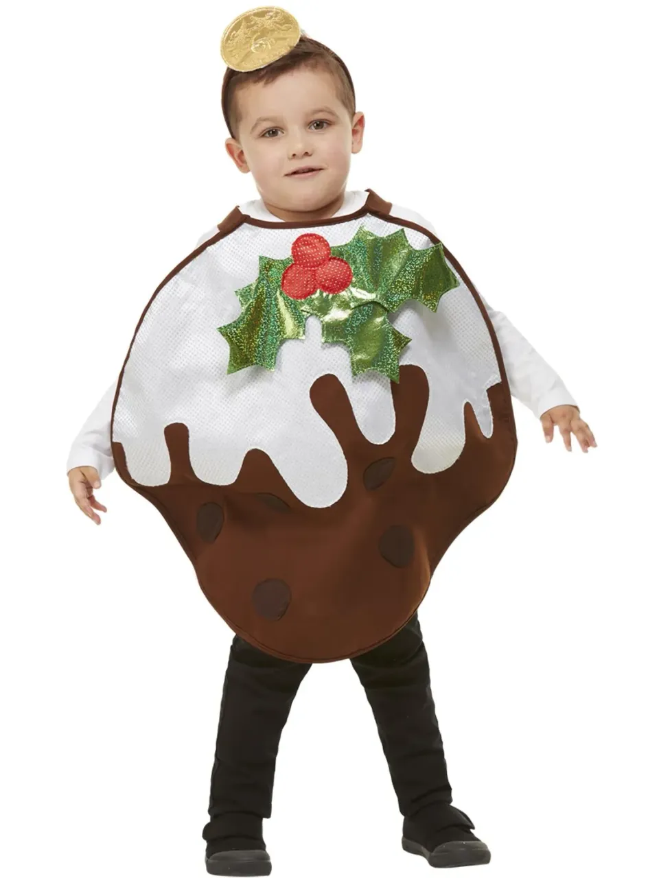 Smiffys Christmas Pudding costume bambini marrone glitter