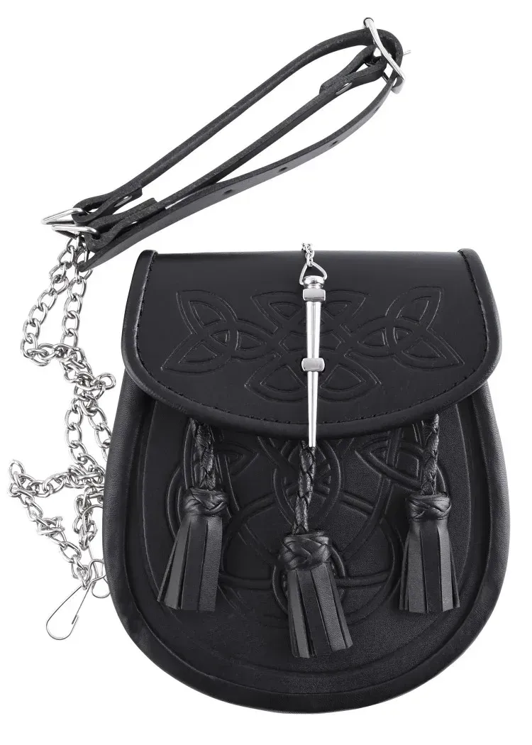 La Bottega di Merlino Sporran borsa kilt pelle nera 20 cm