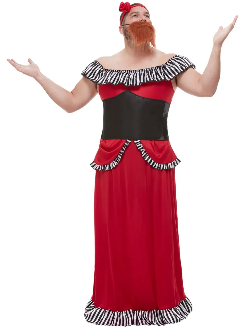 Smiffys Bearded Lady costume circo rosso barba L