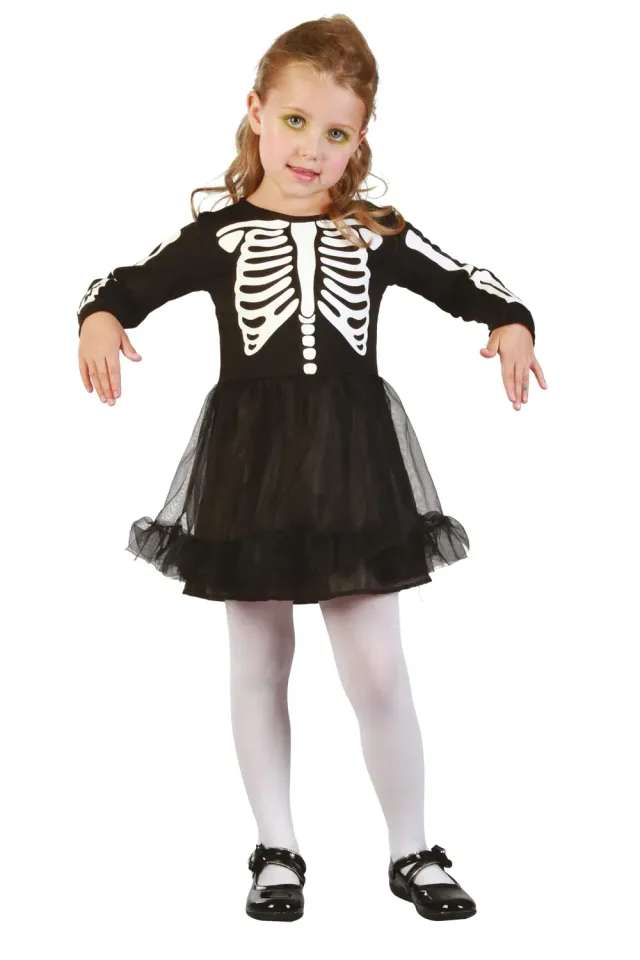 P'tit Clown 82964 costume scheletro bambina 92/104 cm nero