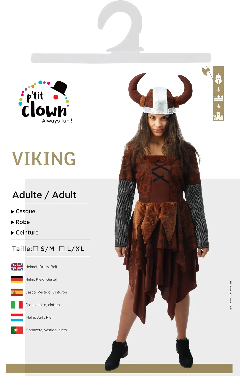 P'tit Clown Vichinga costume donna L-XL con casco