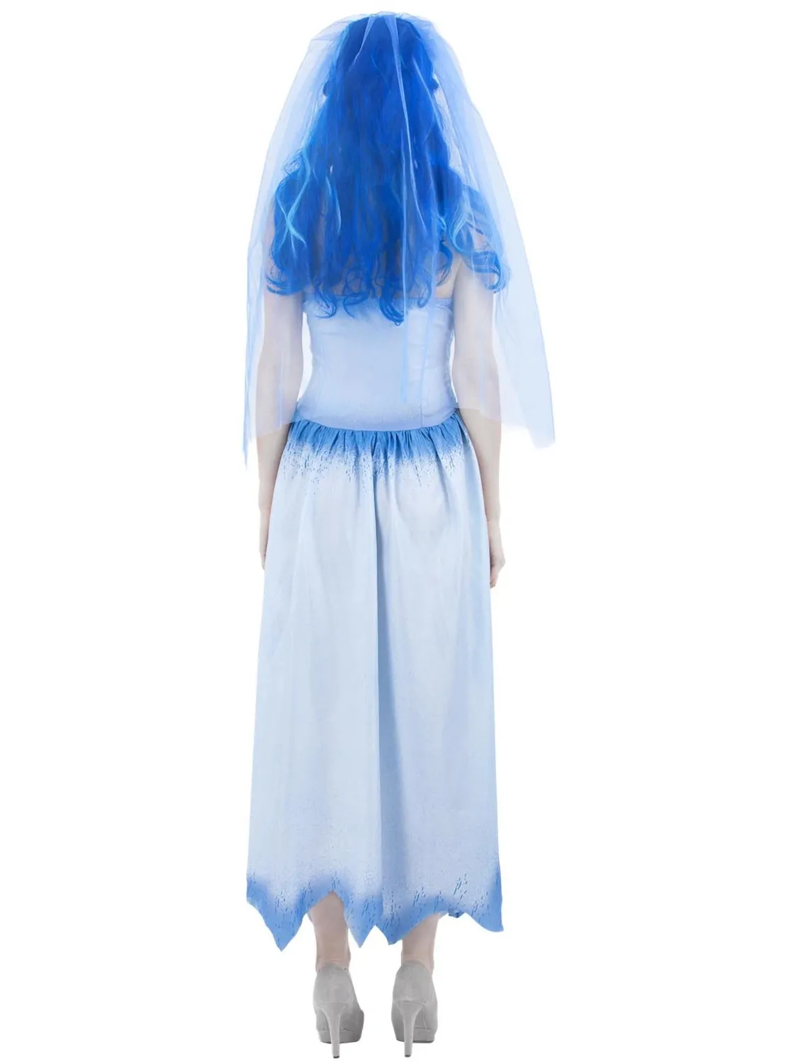 Smiffys Corpse Bride Emily costume sposa donna blu con velo