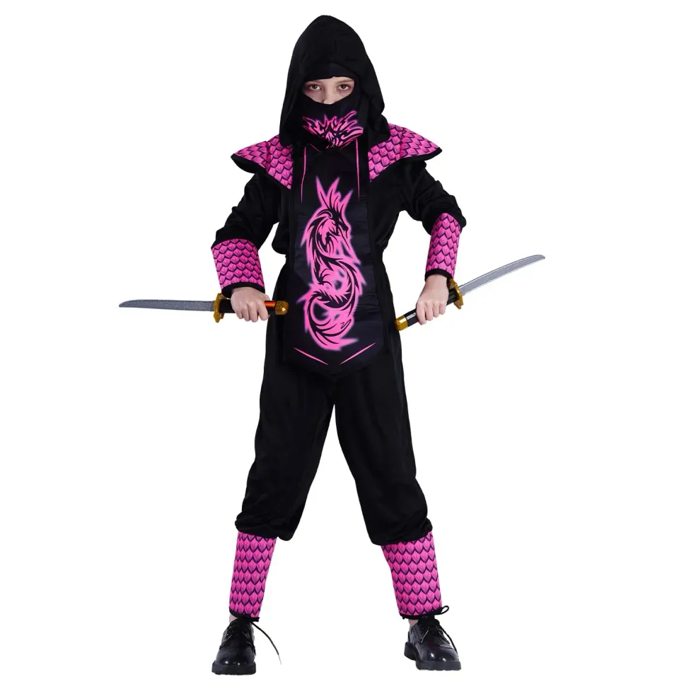 SEA HARE Ninja costume bambina 4-6 anni nero oro