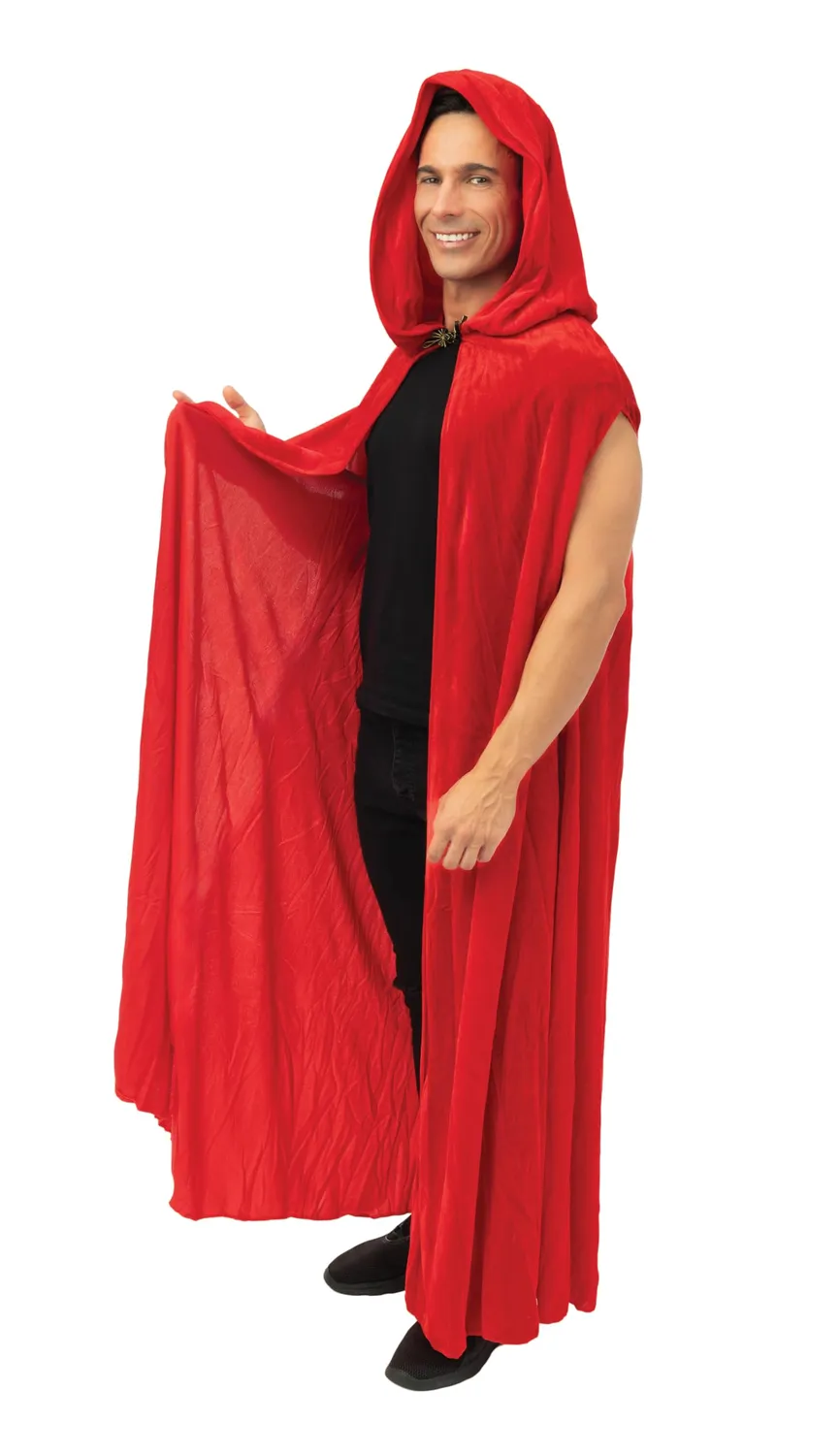 P'tit Clown Mantello medievale rosso velluto cappuccio