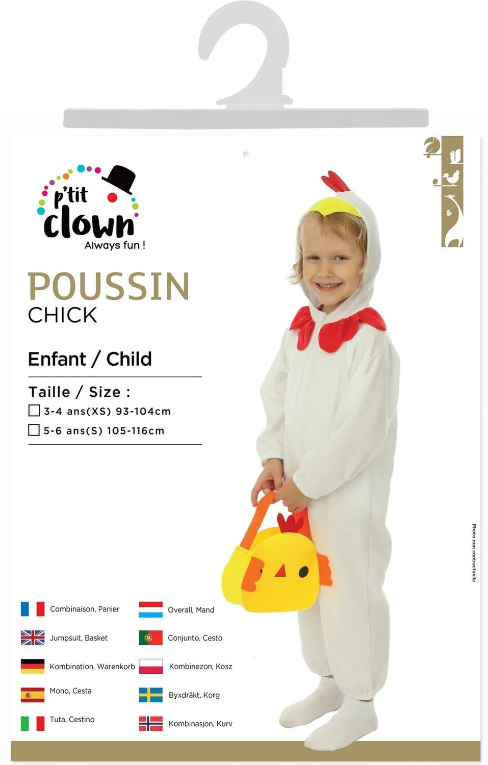 P'tit Clown costume pulcino bambino giallo per Pasqua
