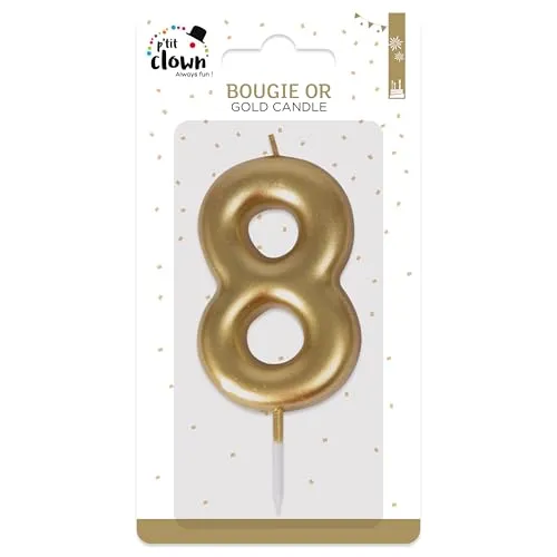 P'tit Clown 23938 candela compleanno oro numero 8