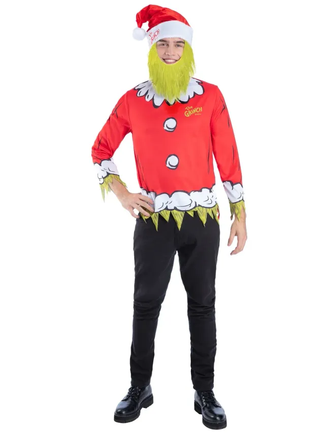 Smiffys Grinch Santa Kit costume uomo L rosso verde