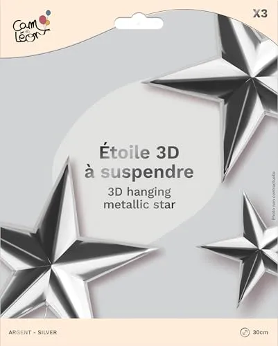 P'tit Clown Stelle 3D Argento da Appendere Set 3 Pz