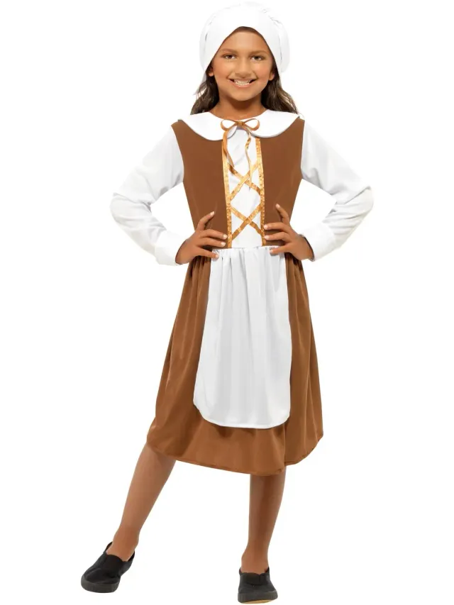 Smiffys Tudor costume bambina M 7-9 marrone storico