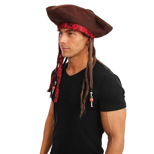 P'tit Clown Cappello Pirata con Dreadlocks Adulto