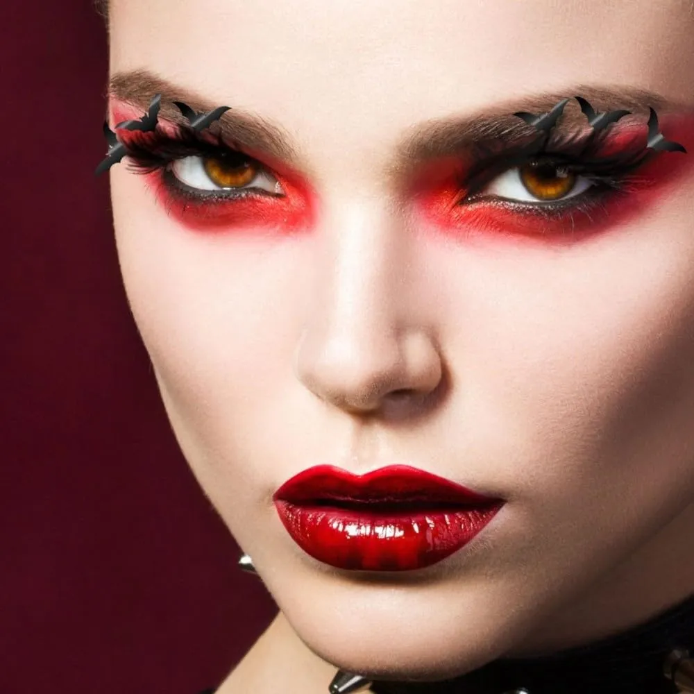 Guirca ciglia finte pipistrello nere trucco Halloween