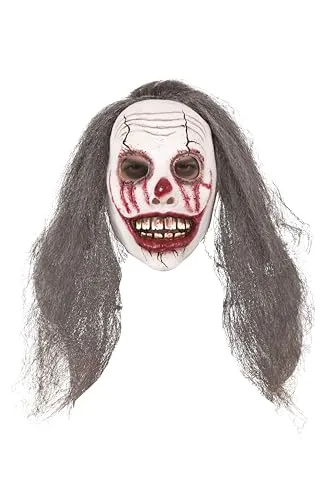 P'tit Clown Clown Insanguinato Maschera con Capelli Halloween