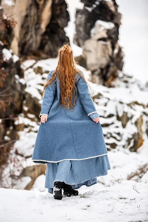 La Bottega di Merlino Birka Skadi cappotto lana blu celeste