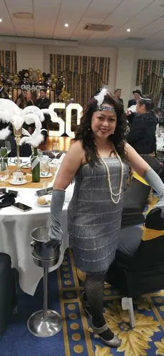 Smiffys Flapper costume donna anni 20 argento con frange