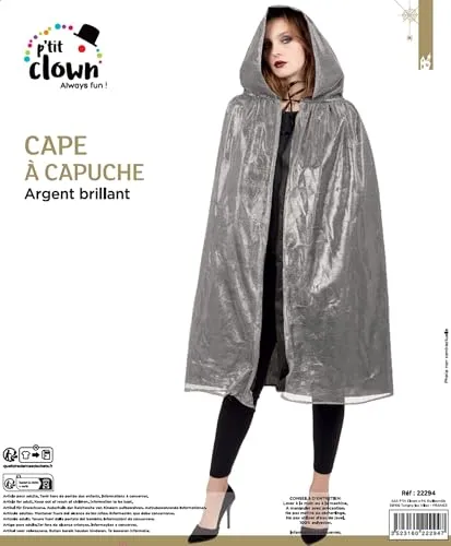 P'tit Clown re22294 mantello con cappuccio argento lucido