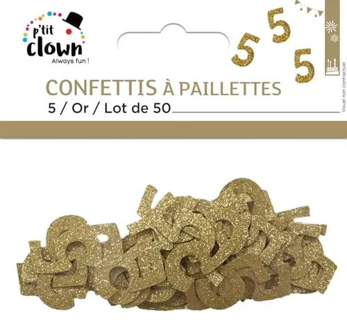 P'tit Clown re21036 coriandoli numero 5 oro 50 pezzi