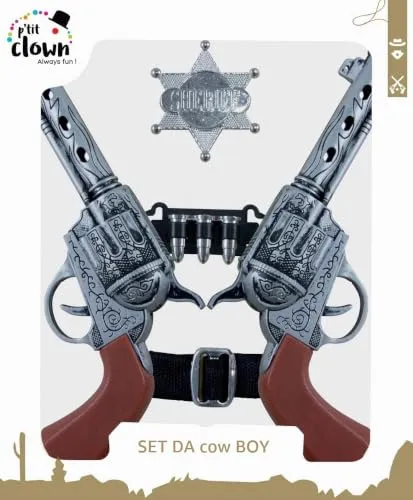P'tit Clown 12442 Set Cowboy accessorio 2 revolver argentati