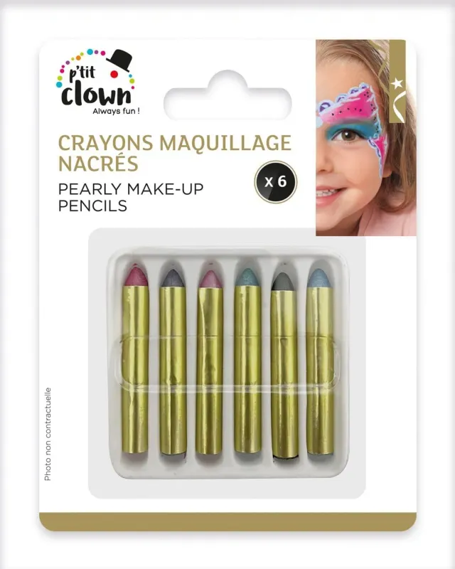 P'tit Clown 23354 Matite Trucco Perlate 6 Pezzi Multicolore