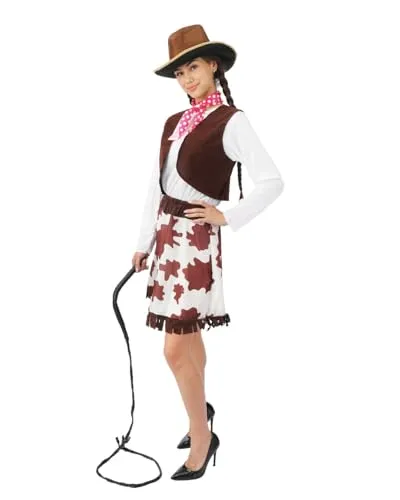 P'tit Clown costume cowgirl donna marrone poliestere