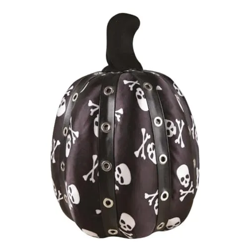 P'tit Clown zucca decorativa punk nera 19 cm teschio