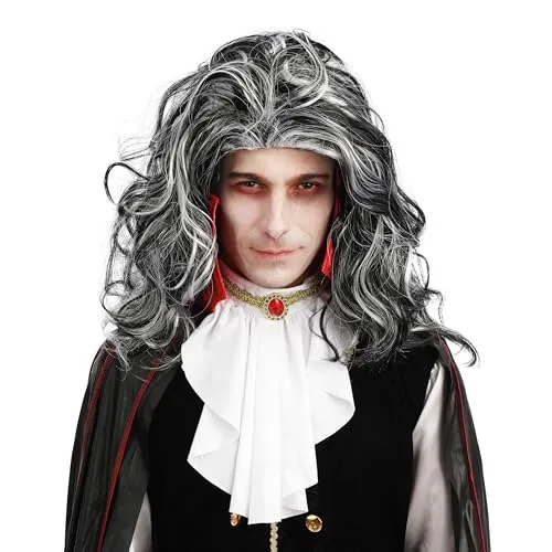 P'tit Clown re22185 parrucca vampiro lunga bianco nero