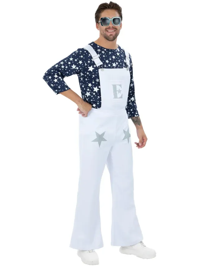 Smiffys Elton John costume uomo M salopette bianca star